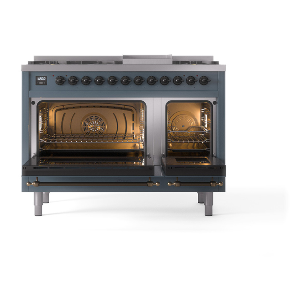 ILVE_UN48FNMPBGBLP_Nostalgie_II_48"_Dual_Fuel_Range_oven_door_opened