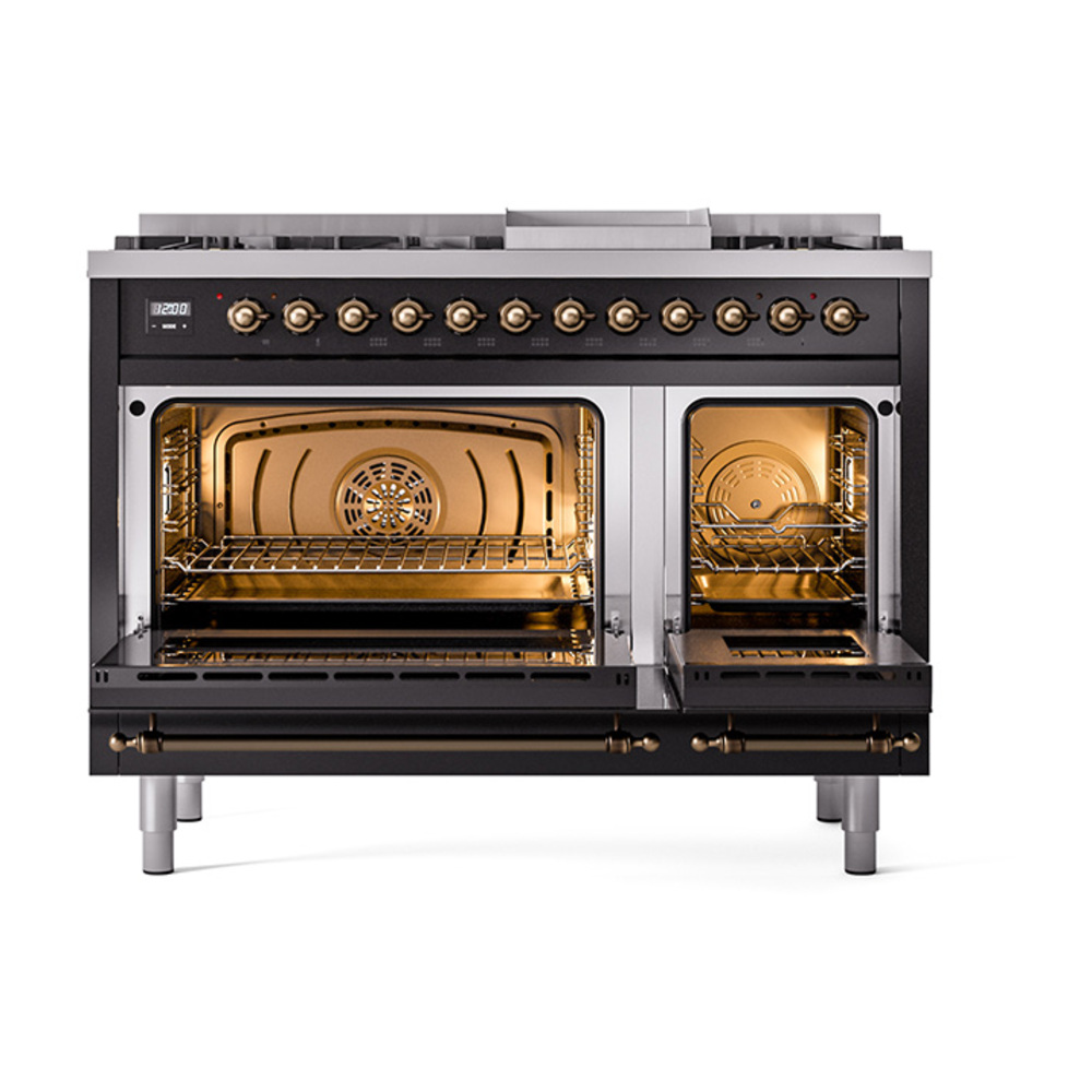 ILVE_UN48FNMPBKB_Nostalgie_II_48"_Dual_Fuel_Range_oven_door_opened