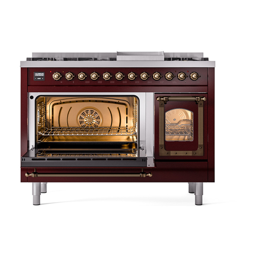 ILVE_UN48FNMPBUBLP_Nostalgie_II_48"_Dual_Fuel_Range_main_oven_door_opened