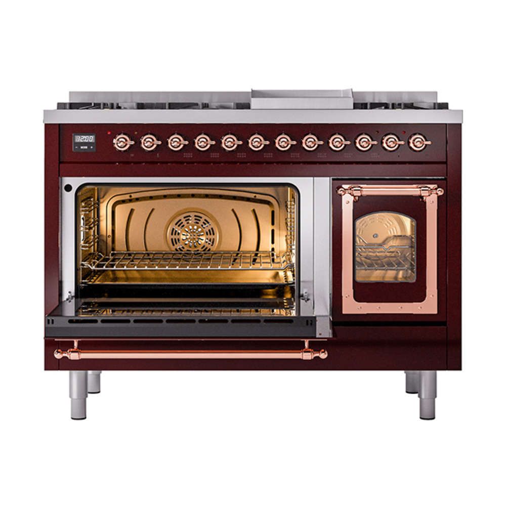 ILVE_UN48FNMPBUP_Nostalgie_II_48"_Dual_Fuel_Range_main_oven_door_opened