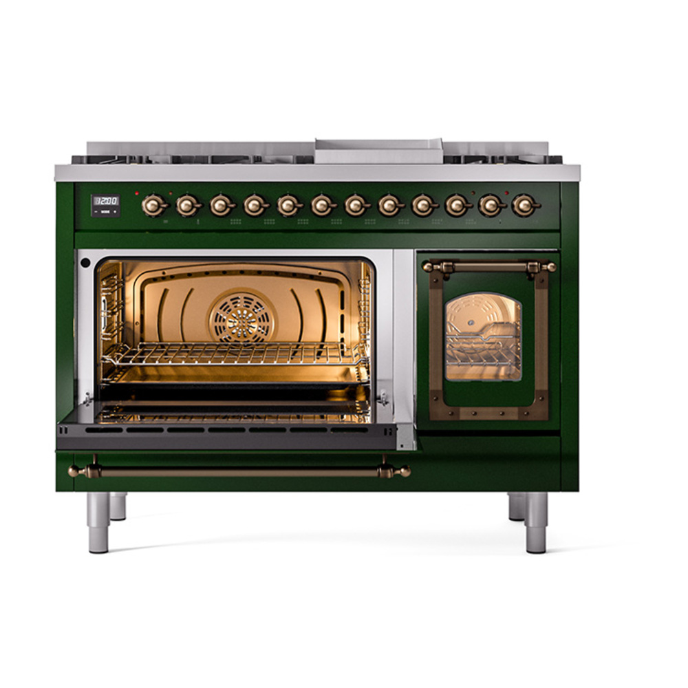 ILVE_UN48FNMPEGBLP_Nostalgie_II_48"_Dual_Fuel_Range_main_oven_door_opened