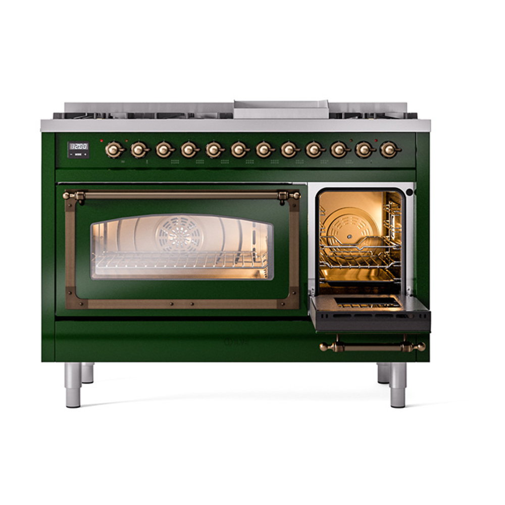 ILVE_UN48FNMPEGBLP_Nostalgie_II_48"_Dual_Fuel_Range_side_oven_door_opened