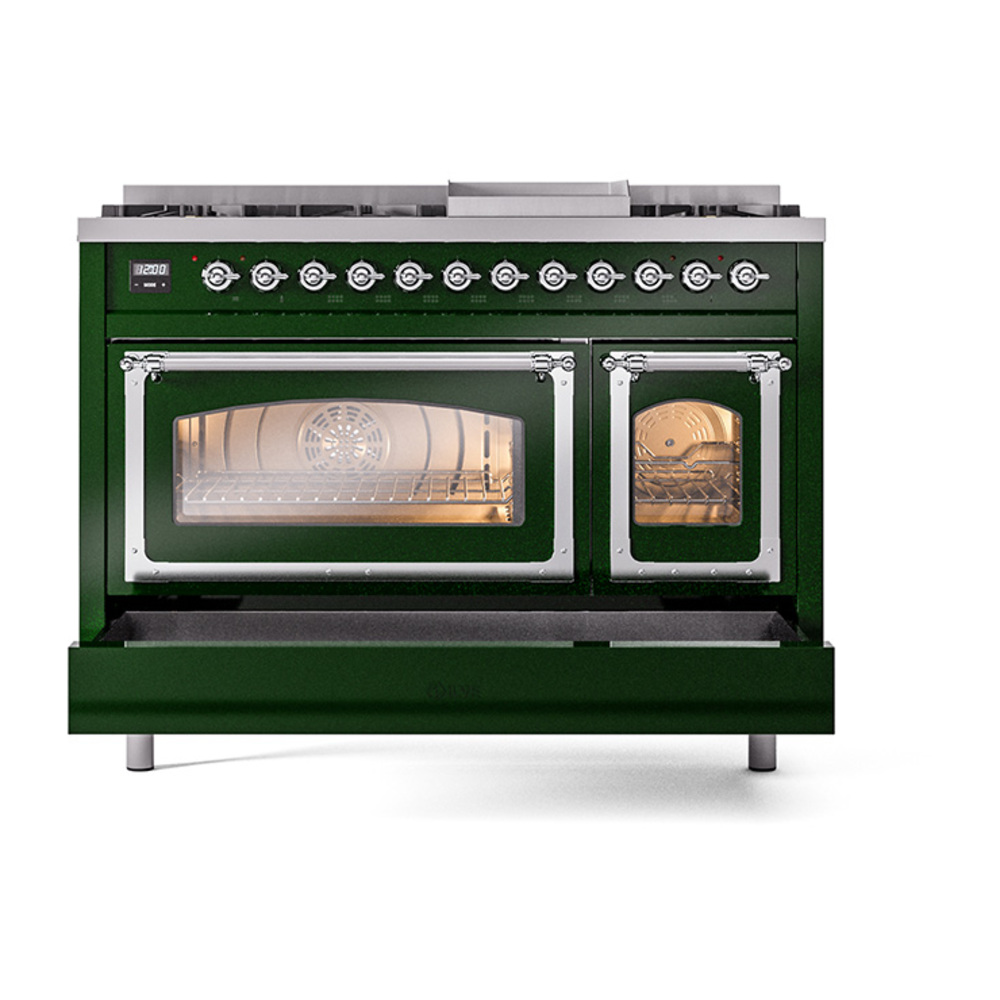 ILVE_UN48FNMPEGC_Nostalgie_II_48"_Dual_Fuel_Range_drawer_opened