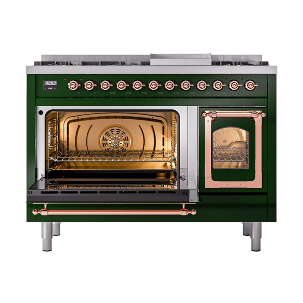 ILVE_UN48FNMPEGP_Nostalgie_II_48"_Dual_Fuel_Range_main_oven_door_opened