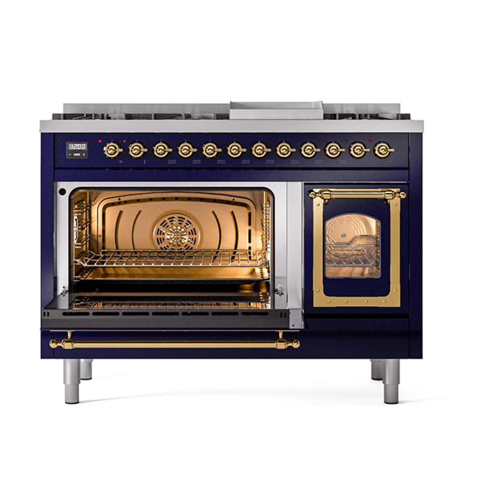 ILVE_UN48FNMPMBGLP_Nostalgie_II_48"_Dual_Fuel_Range_main_oven_door_opened