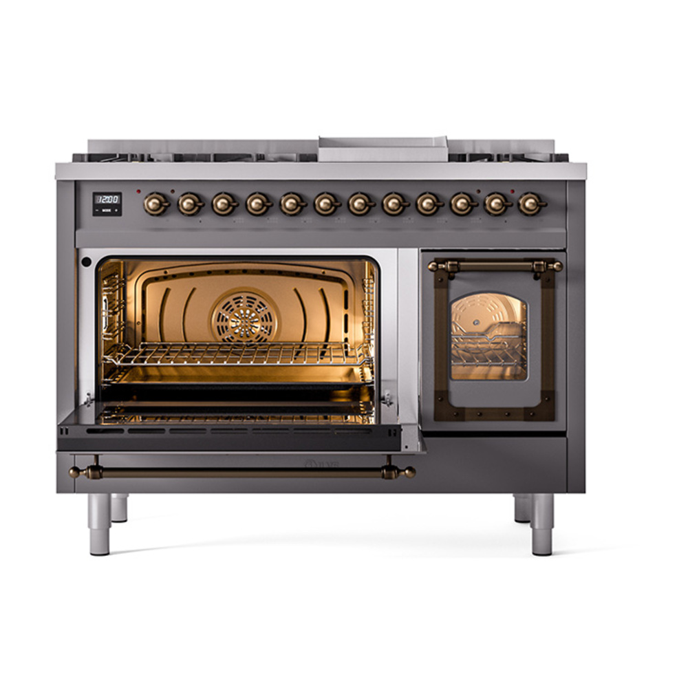 ILVE_UN48FNMPMGB_Nostalgie_II_48"_Dual_Fuel_Range_main_oven_door_opened