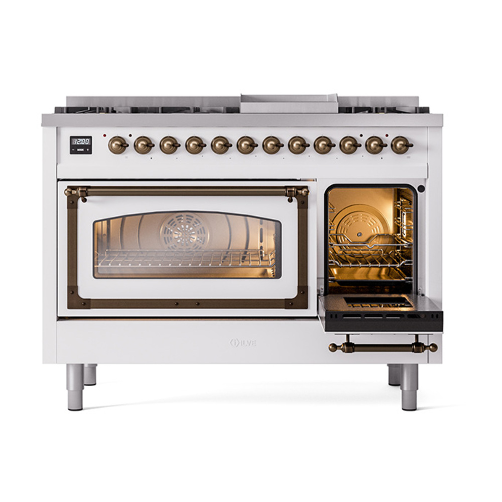 ILVE_UN48FNMPRAB_Nostalgie_II_48"_Dual_Fuel_Range_side_oven_door_opened