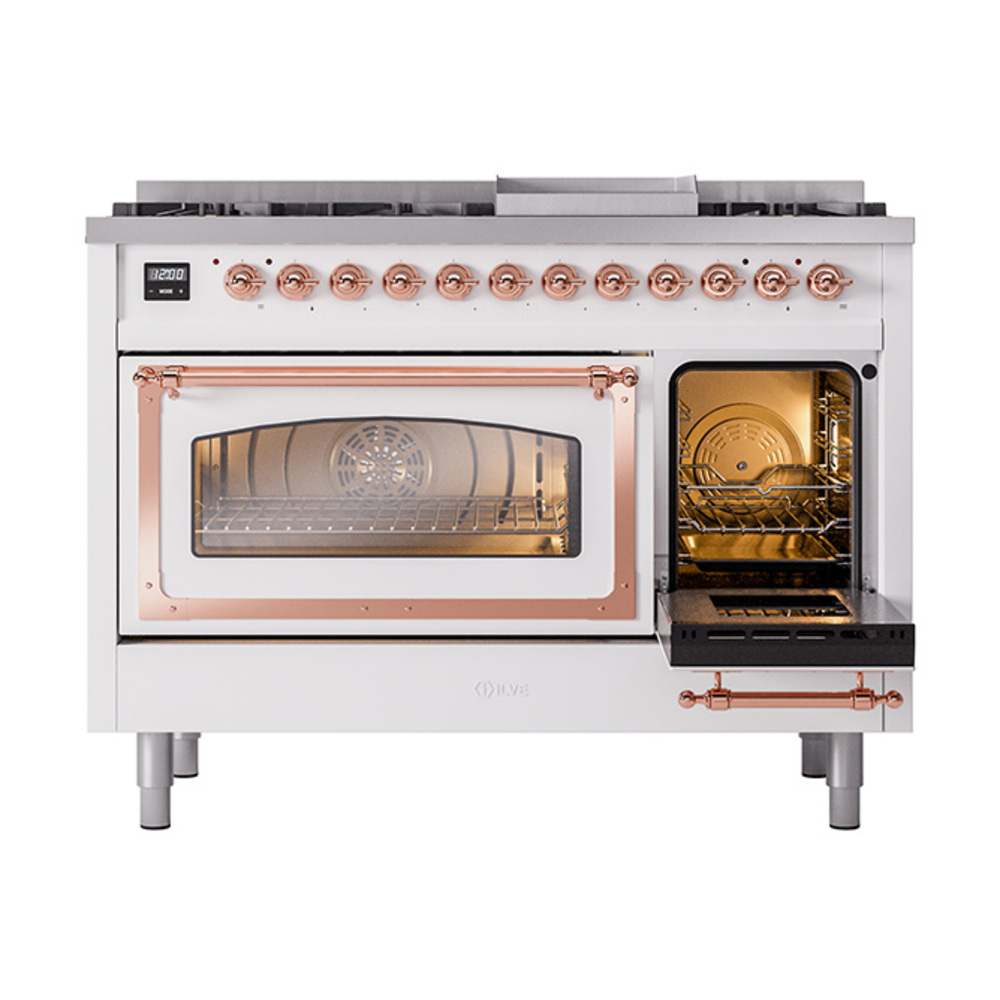 ILVE_UN48FNMPRAPLP_Nostalgie_II_48"_Dual_Fuel_Range_side_oven_door_opened