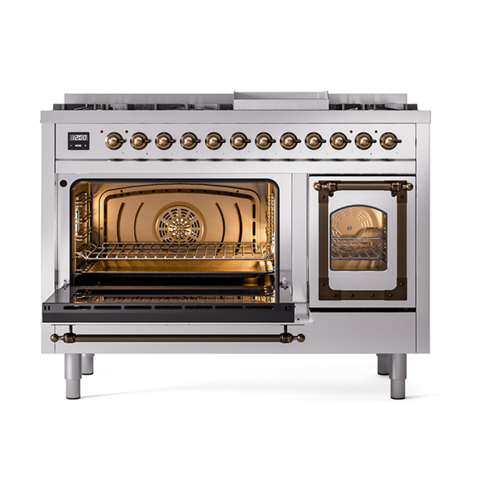 ILVE_UN48FNMPSSB_Nostalgie_II_48"_Dual_Fuel_Range_main_oven_door_opened