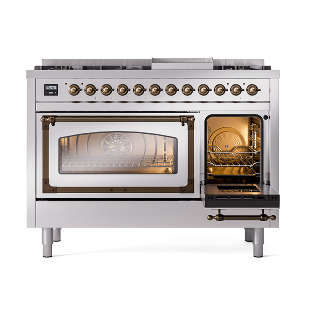 ILVE_UN48FNMPSSB_Nostalgie_II_48"_Dual_Fuel_Range_side_oven_door_opened
