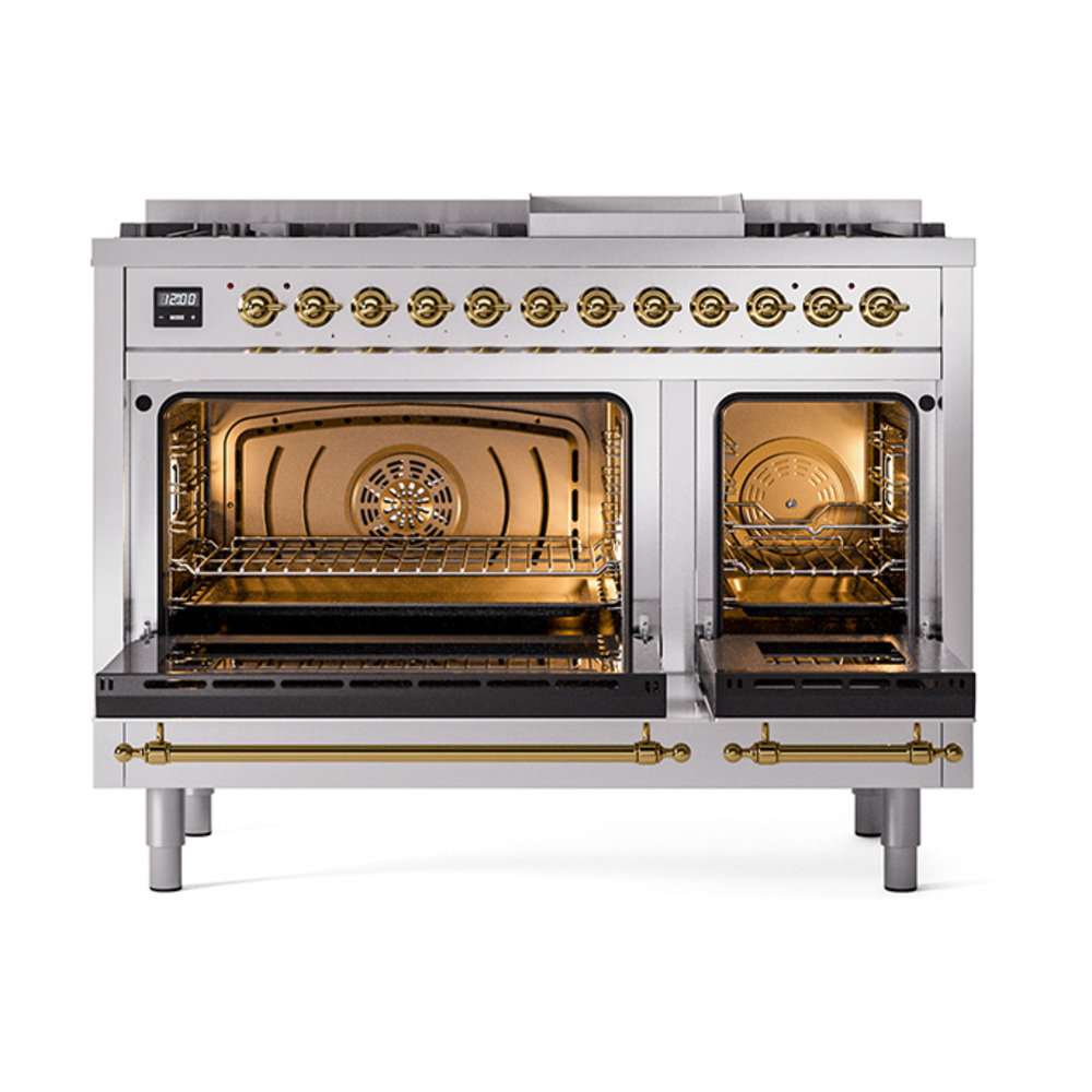 ILVE_UN48FNMPSSGLP_Nostalgie_II_48"_Dual_Fuel_Range_oven_door_opened