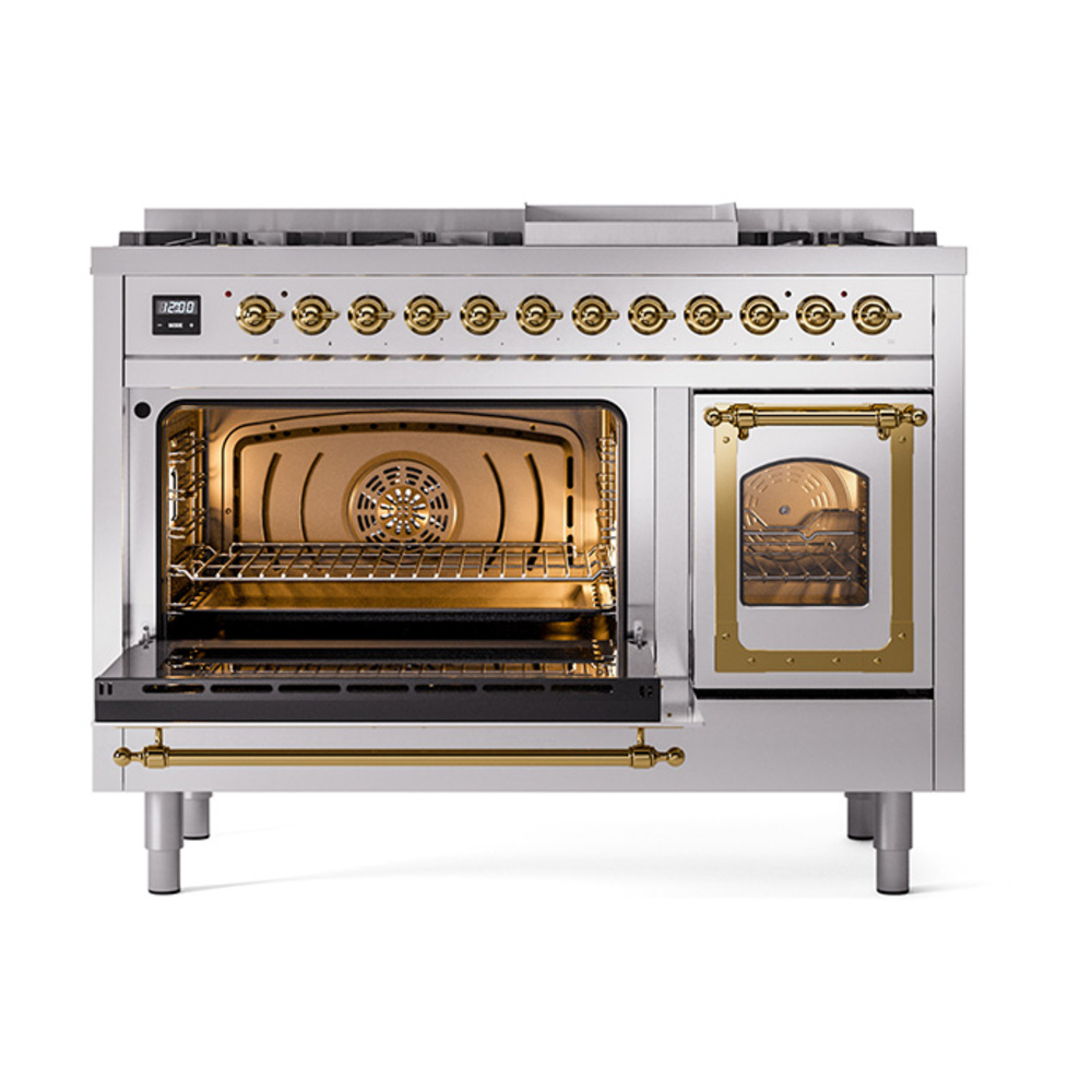 ILVE_UN48FNMPSSGLP_Nostalgie_II_48"_Dual_Fuel_Range_main_oven_door_opened