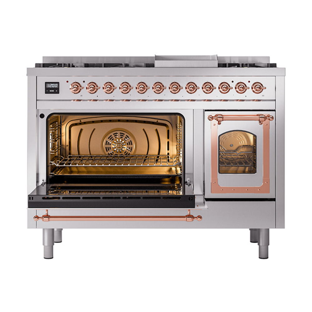 ILVE_UN48FNMPSSPLP_Nostalgie_II_48"_Dual_Fuel_Range_main_oven_door_opened