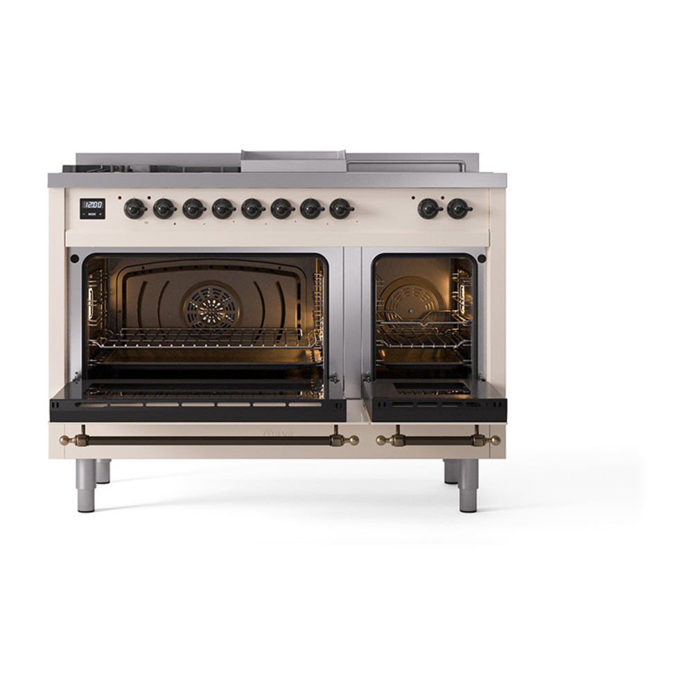 ILVE_UN48FSQNMPAWBLP_Nostalgie_II_48"_Dual_Fuel_Range_oven_door_opened