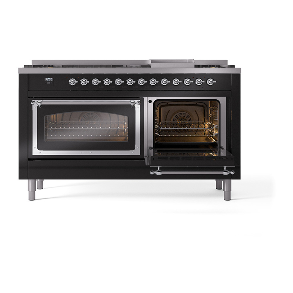 ILVE_UN60FNMPBKCLP_Nostalgie_II_60"_Dual_Fuel_Range_side_oven_door_opened