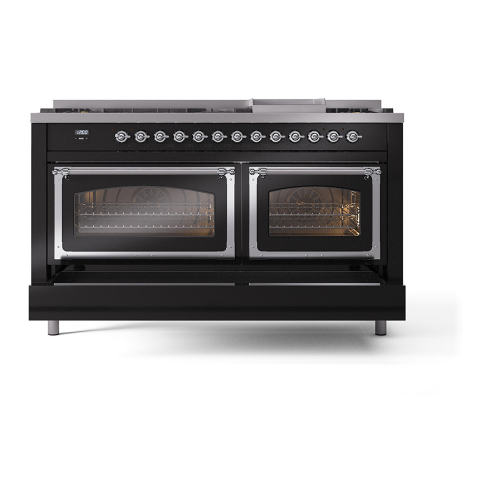 ILVE_UN60FNMPBKCLP_Nostalgie_II_60"_Dual_Fuel_Range_drawer_opened