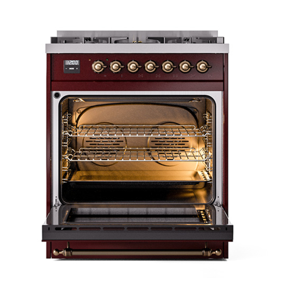 ILVE_UP30NMPBUBLP_Nostalgie_II_30"_Dual_Fuel_Range_oven_door_opened