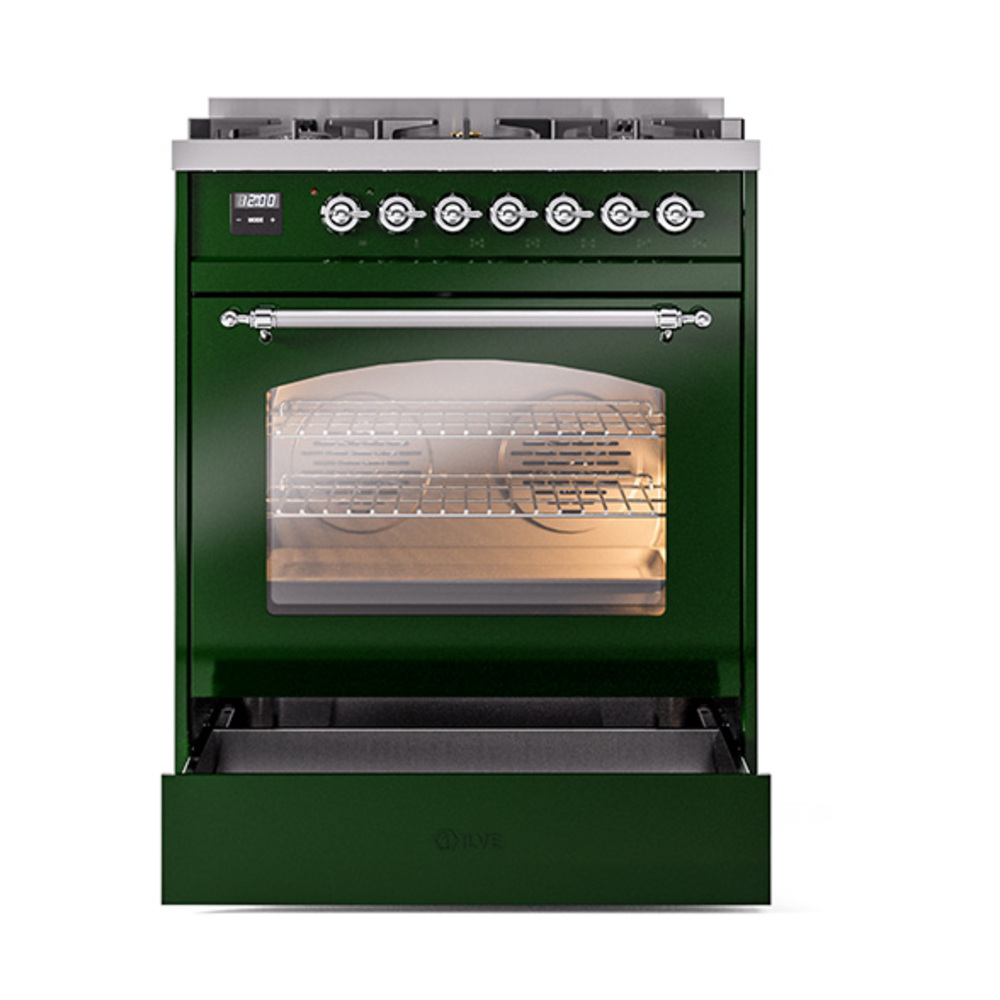 ILVE_UP30NMPEGCLP_Nostalgie_II_30"_Dual_Fuel_Range_drawer_opened