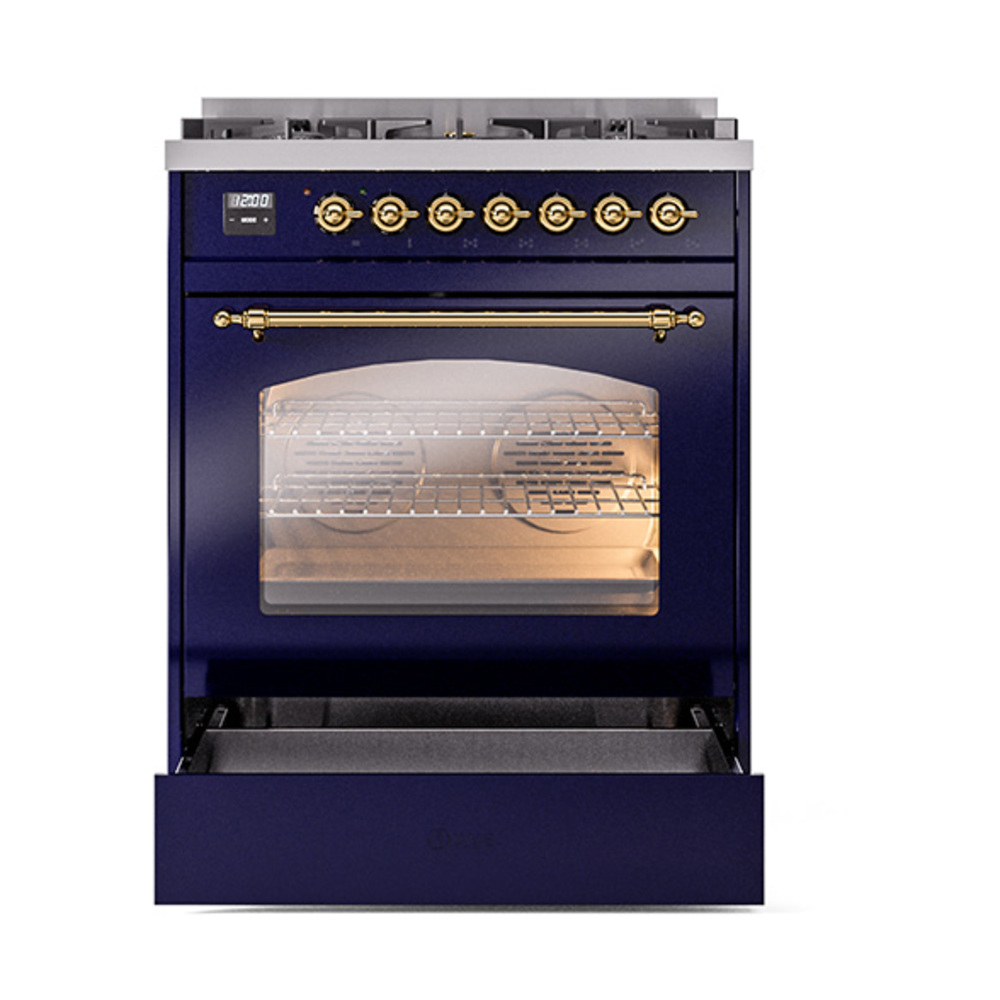 ILVE_UP30NMPMBGLP_Nostalgie_II_30"_Dual_Fuel_Range_drawer_opened