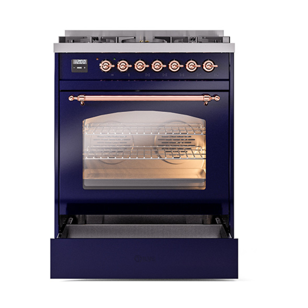 ILVE_UP30NMPMBP_Nostalgie_II_30"_Dual_Fuel_Range_drawer_opened
