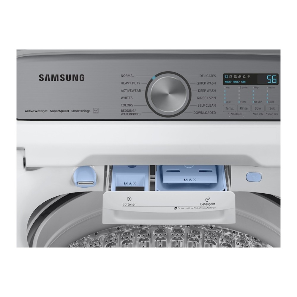 Samsung-WA52DG5500AW-detergent filling chambers and controls