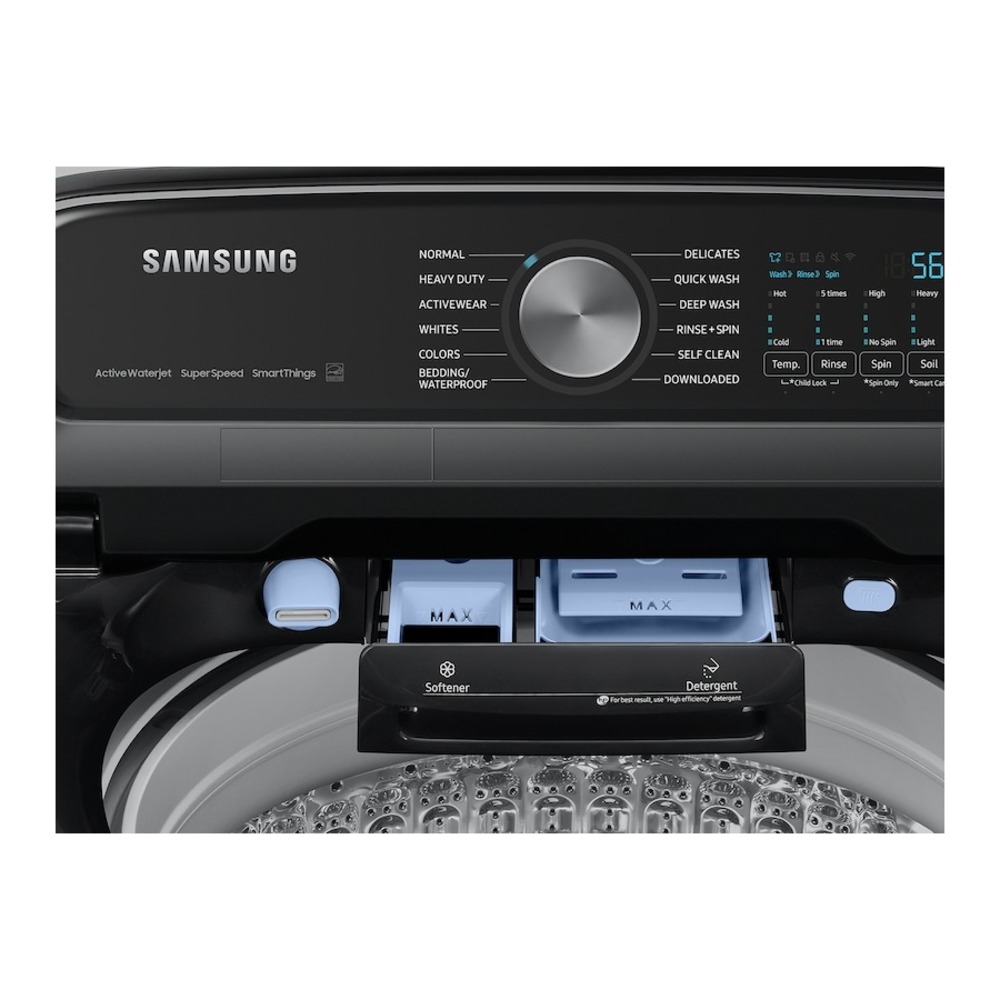 Samsung-WA55CG7100AV-detergent filling chambers and controls