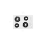 Whirlpool WCC31430AW 30 inch Electric Cooktop with 4 Elements, Stainless Steel Surface, Coil Elements, Hot Surface Indicator Light, Chrome Drip Bowls in White