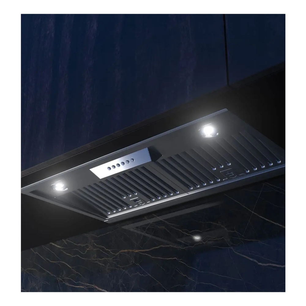 XO XOI33SC 34 inch Range Hood Insert with 600 CFM, Code Compliance Control, LED Lighting and Stainless Steel Baffle Filter, in Stainless Steel