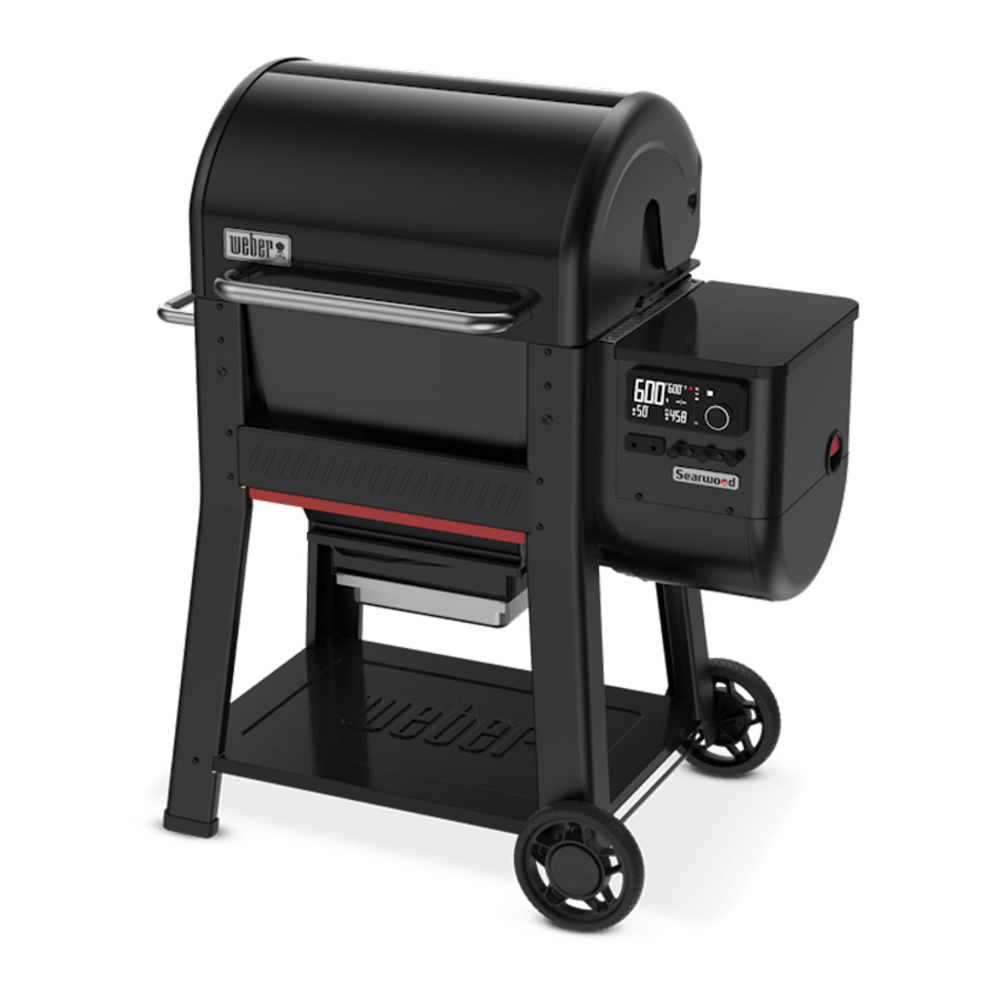 Weber 1500120 Searwood 600 Freestanding Pellet Grill with 648 sq in Cooking Area, Direct Flame, The Lid Open, Full Grate Sear Zone, in Black