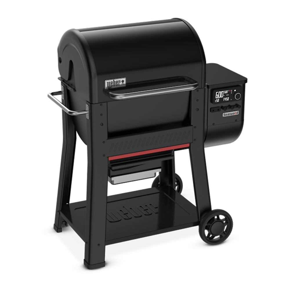 Weber 1500120 Searwood 600 Freestanding Pellet Grill with 648 sq in Cooking Area, Direct Flame, The Lid Open, Full Grate Sear Zone, in Black