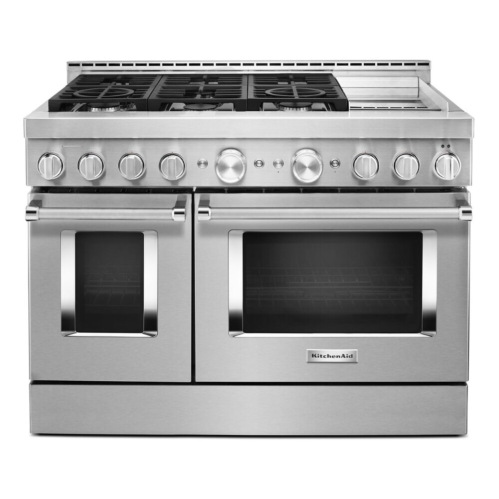 KitchenAid KFGC558J 48" Smart Commercial-Style Gas Range with 6 Burners, Griddle, 6.3 Cu. Ft. Capacity and Even-Heat True Convection