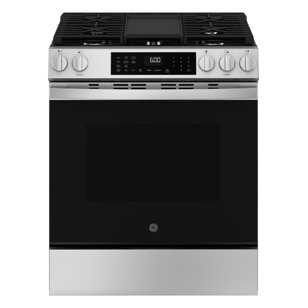 GE GGS600AV 30" Slide-In Smart Gas Convection Range with No Preheat Air Fry and EasyWash Oven Tray