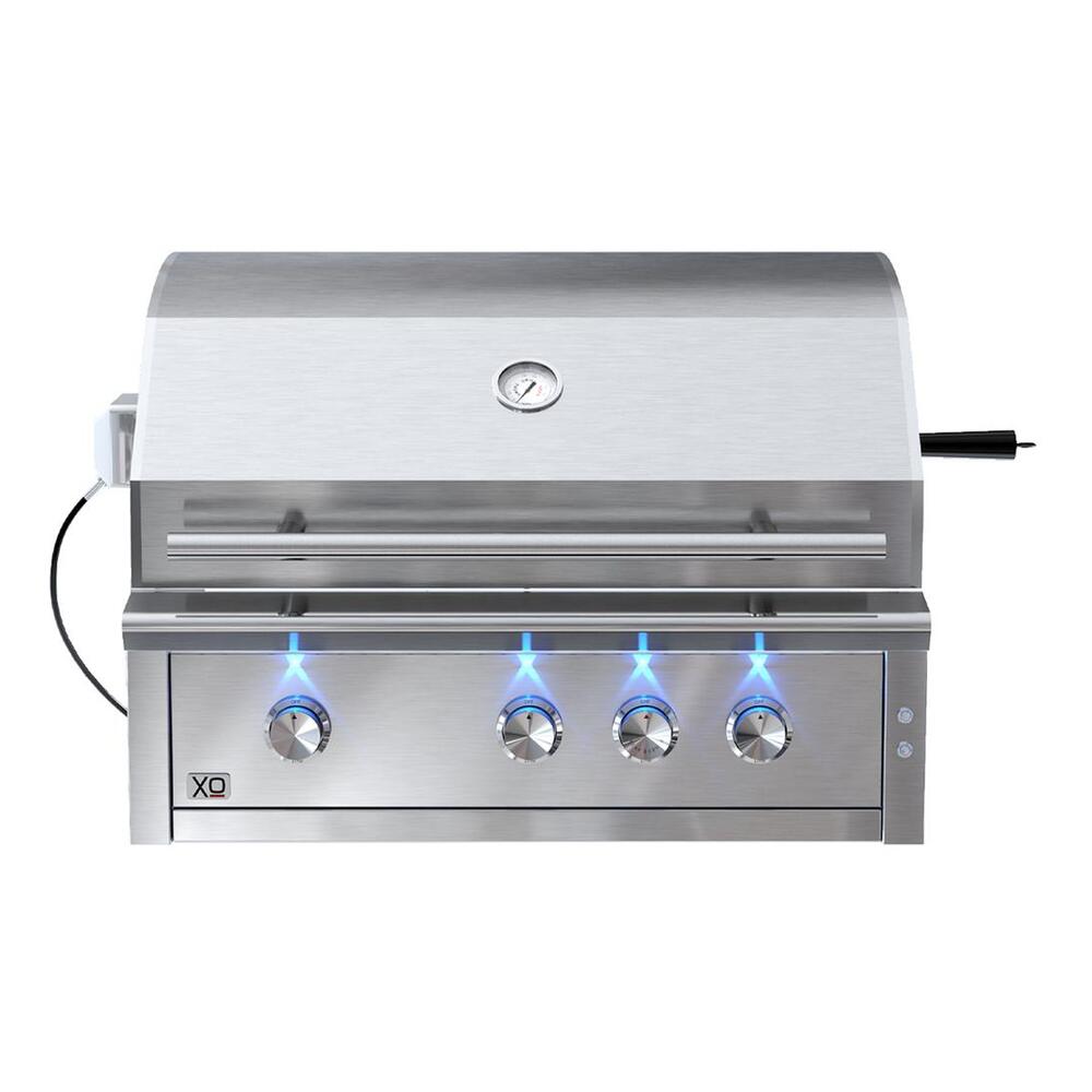 XO XOGRILL36 36 inch Built-In Gas Grill with 976 sq, in Cooking Area, Cooking Zones, Elegant Lighting, Radiant Briquettes, in Stainless Steel