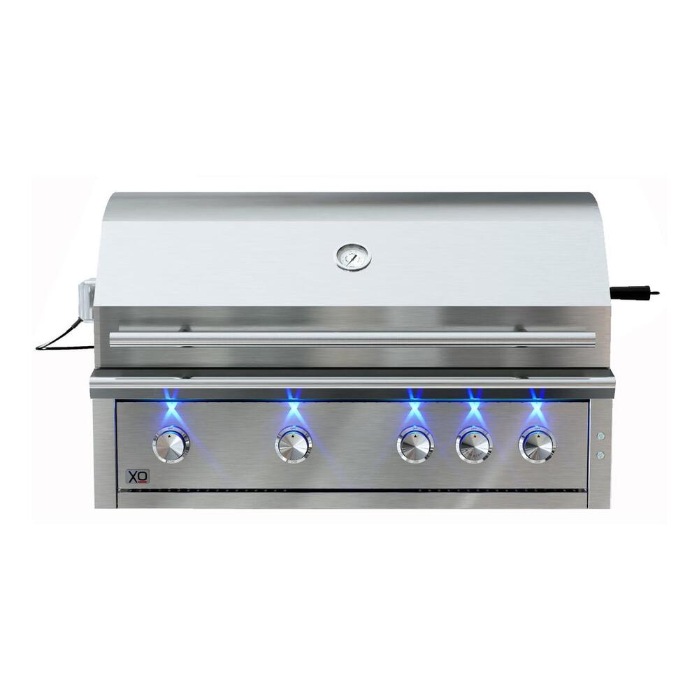 XO XOGRILL42 42 inch Built-In Grill with 1235 sq. in. Cooking Area, Elegant Lighting, Flame Thrower Ignition, Cast Stainless Burners, in Stainless Steel