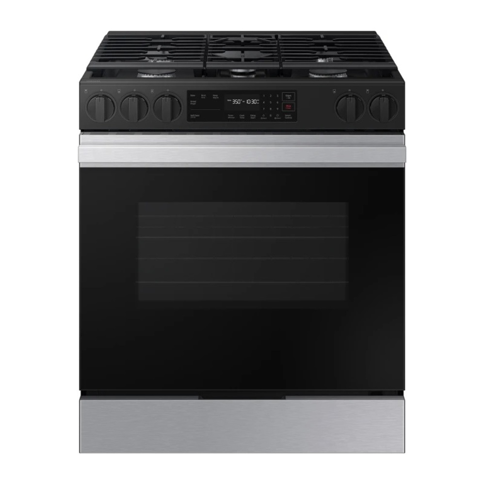 Samsung NSG6DG8100 30" Bespoke Smart Slide-In Gas Range with 5 Burners, 6 cu. ft. Oven Capacity, Precision Knobs, Self Clean and Storage Drawer