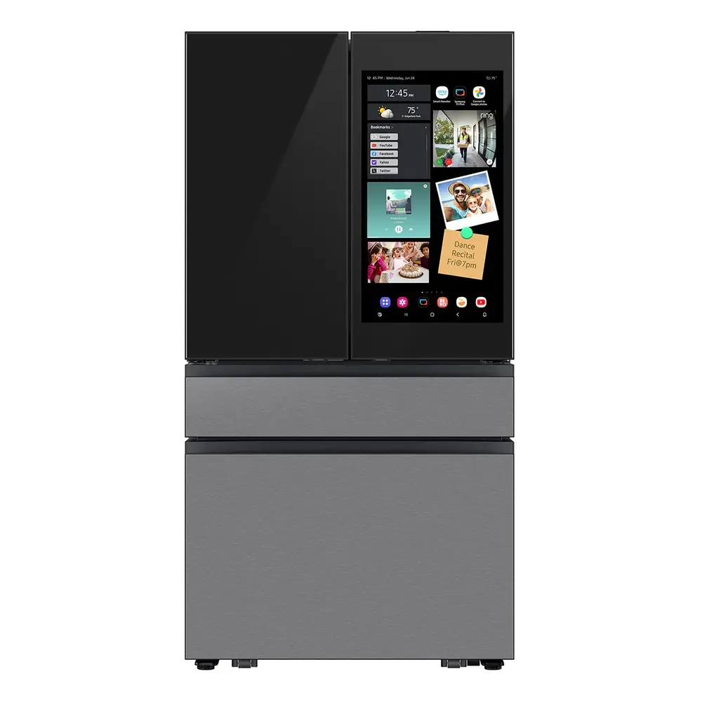 Samsung RF90F23AE Bespoke 36 inch 4 Door French Door Refrigerator with 23 cu. ft. Capacity, AI Family Hub+, AI Vision Inside, Energy Star, Charcoal Glass, in Black