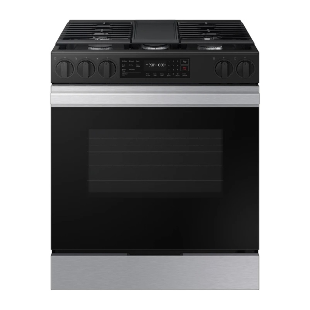 Samsung NSG6D8300 30" Bespoke Smart Slide-In Gas Range with 5 Burners, 6 cu. ft. Capacity, Air Fry, Storage Drawer and Self Clean