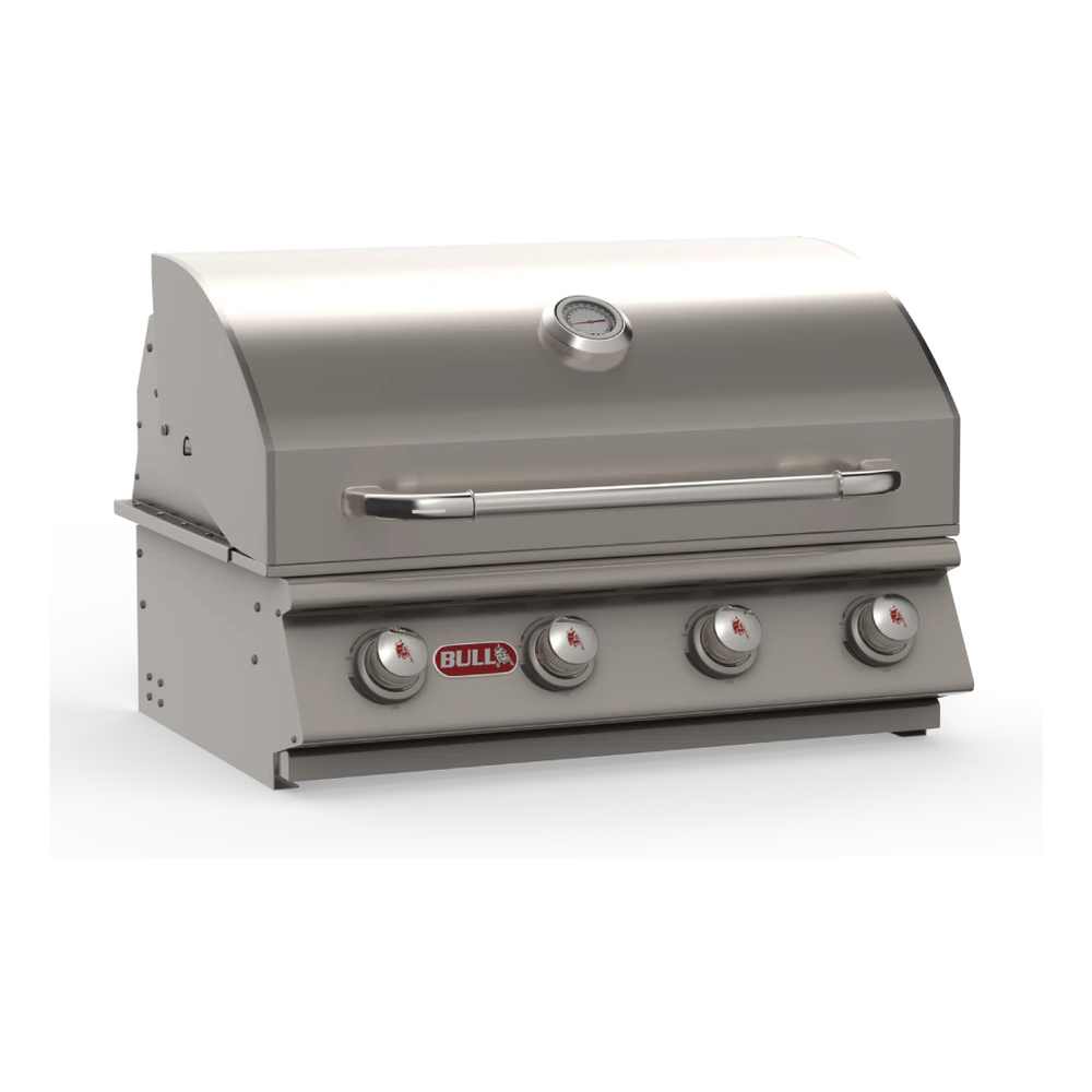 Bull 260 Outlaw 32 inch Built in Gas Grill with 751 q. in. Cooking Area, 60000 Total BTU, Single Piece Dual Lined Hood, Solid Grates, Heavy Duty Thermometer, in Stainless Steel