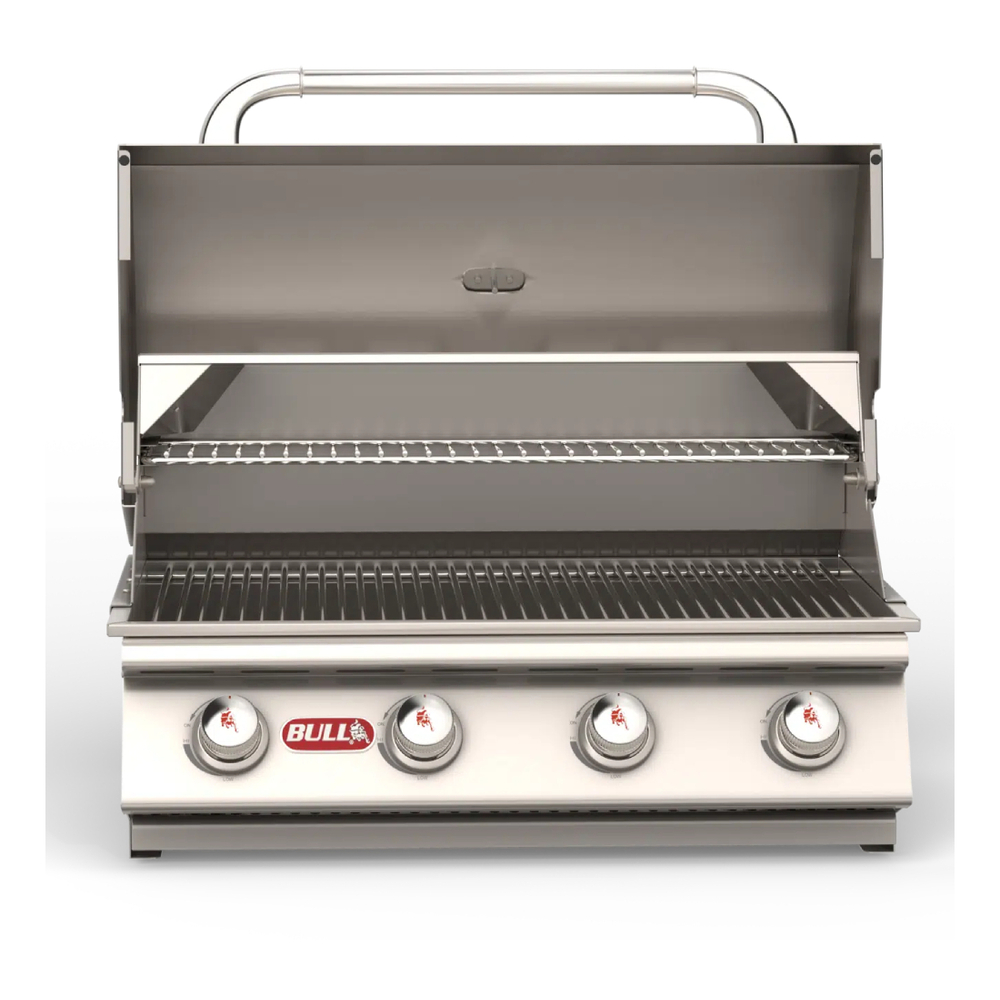 Bull 260 Outlaw 32 inch Built in Gas Grill with 751 q. in. Cooking Area, 60000 Total BTU, Single Piece Dual Lined Hood, Solid Grates, Heavy Duty Thermometer, in Stainless Steel