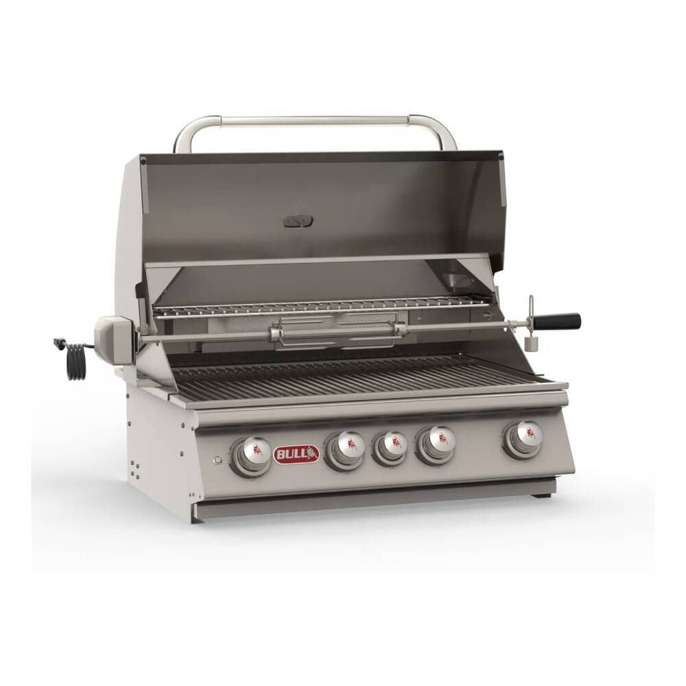 Bull 4762 Angus 30 inch Drop In Gas Grill Head with 575 sq. in. Cooking Area, 75000 Total BTU, Piezo Igniters, Twin Lighting System, Heavy Duty Thermometer, in Stainless Steel