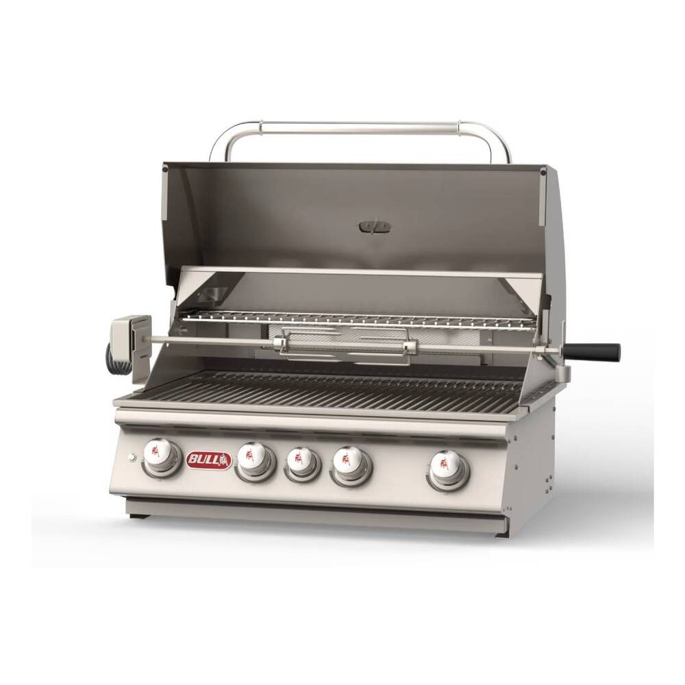 Bull 4762 Angus 30 inch Drop In Gas Grill Head with 575 sq. in. Cooking Area, 75000 Total BTU, Piezo Igniters, Twin Lighting System, Heavy Duty Thermometer, in Stainless Steel