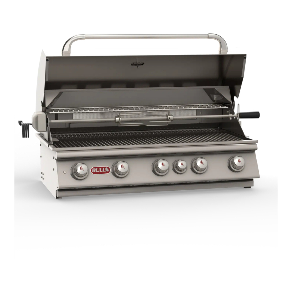 Bull 5756 Brahma 38 inch Built-in Gas Grill with 943 Sq. In. in Cooking Area, 90000 Total BTU, Single Piece Dual Lined Hood, Piezo igniters, Heavy Duty Thermometer, in Stainless Steel
