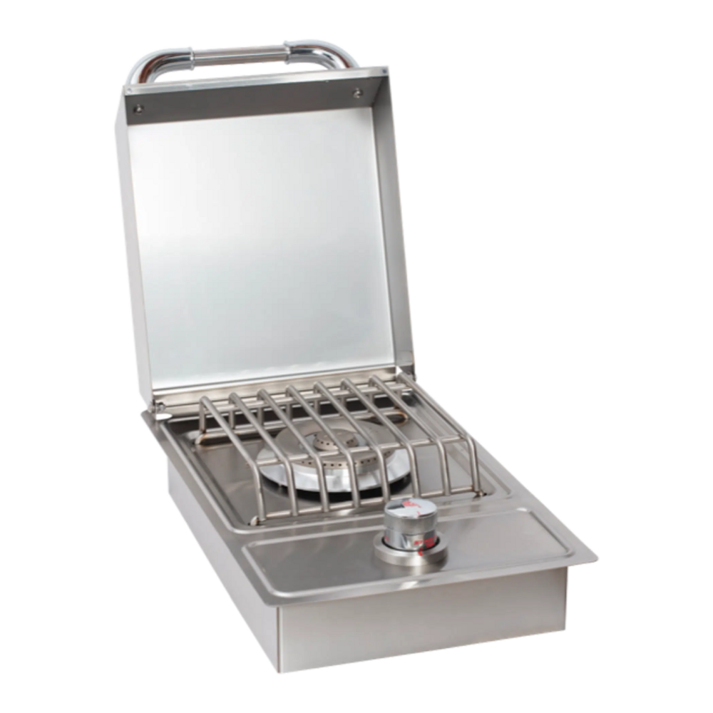 Bull 60008 13 inch Gas Single Side Burner, 15000 Total BTU, Cast Brass Burner, Drop-In Design, Piezo Ignition, in Stainless Steel