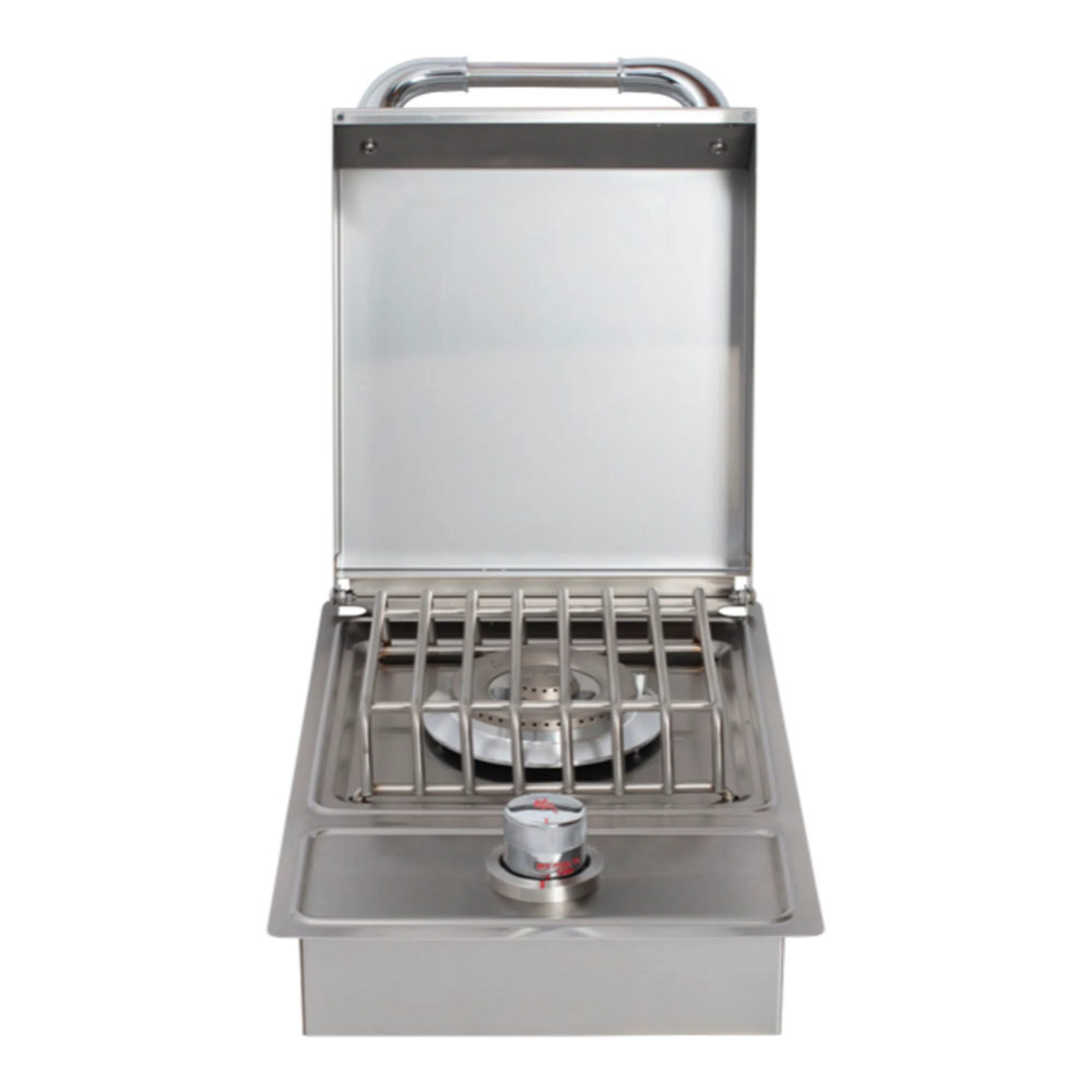 Bull 60008 13 inch Gas Single Side Burner, 15000 Total BTU, Cast Brass Burner, Drop-In Design, Piezo Ignition, in Stainless Steel
