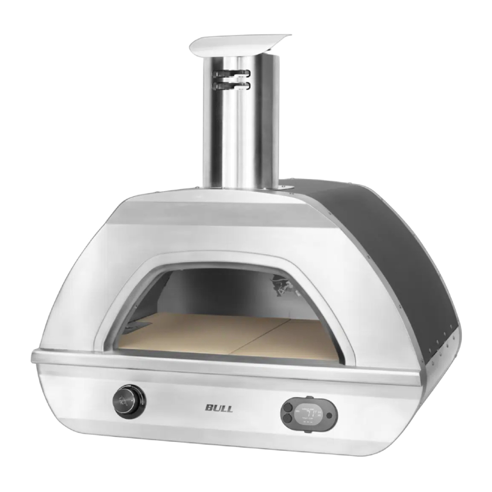 Bull 695 30 inch Dual Fuel Countertop Pizza Oven, Removable Bluetooth Digital Thermometer, Pizza Peel, Versatile Temp Control, in Stainless Steel