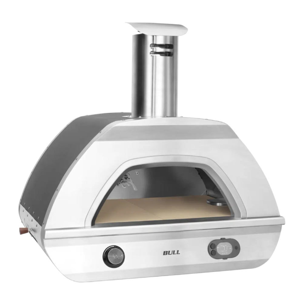 Bull 695 30 inch Dual Fuel Countertop Pizza Oven, Removable Bluetooth Digital Thermometer, Pizza Peel, Versatile Temp Control, in Stainless Steel