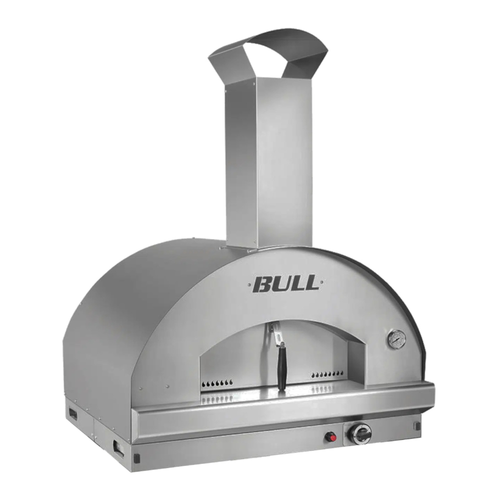 Bull 77650 38 inch Gas Fired Italian Made Pizza Oven Head with 36000 BTU, Built-In Thermometer, Dome Shaped Cooking Chamber, Food Grade Cooking Stones, in Stainless Steel