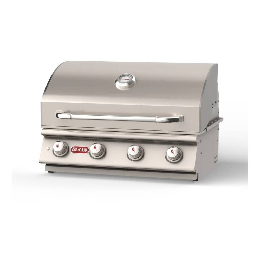 Bull 8704 Lonestar 30 inch Built In Gas Grill Head with 575 sq. in. Cooking Area, 60000 Total BTU, Piezo Igniters, Twin Lighting System, Heavy Duty Thermometer, in Stainless Steel
