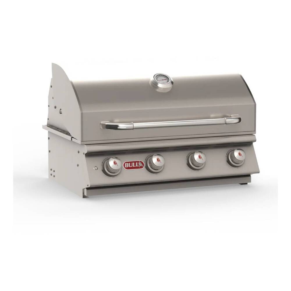 Bull 8704 Lonestar 30 inch Built In Gas Grill Head with 575 sq. in. Cooking Area, 60000 Total BTU, Piezo Igniters, Twin Lighting System, Heavy Duty Thermometer, in Stainless Steel
