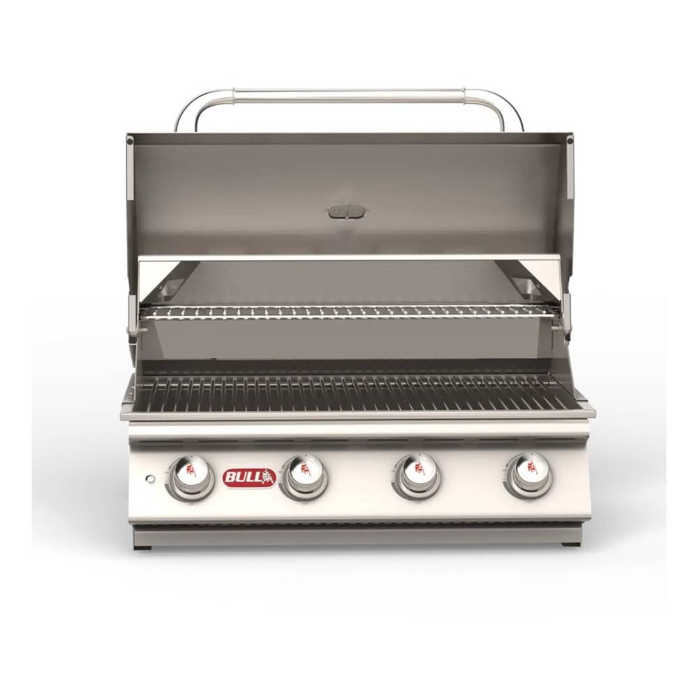 Bull 8704 Lonestar 30 inch Built In Gas Grill Head with 575 sq. in. Cooking Area, 60000 Total BTU, Piezo Igniters, Twin Lighting System, Heavy Duty Thermometer, in Stainless Steel